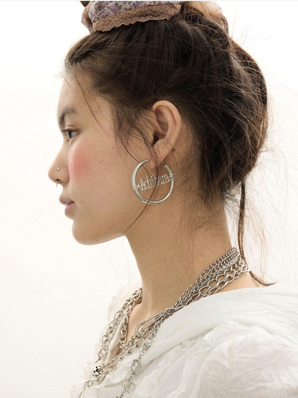 Achihara Antique Silver Circle Hoop Women'S Alloy Plated Silver Earrings