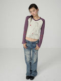 Achihara Apricot Block Spliced Figure Print Women'S Cotton Linen Long Sleeve T-Shirts