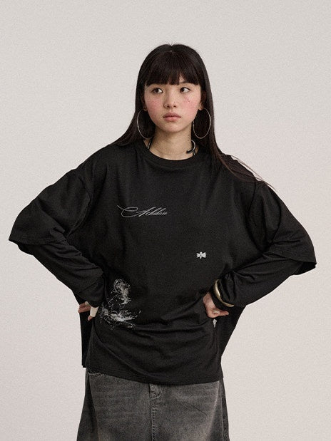 Achihara_Ballpoint_Sketch_Faux_Layered_Women'S_Cotton_Linen_Long_Sleeve_T-Shirts_MISSTT