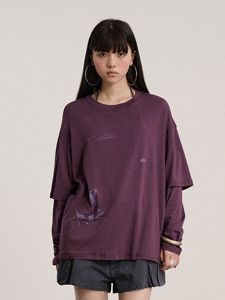 Achihara_Ballpoint_Sketch_Faux_Layered_Women'S_Cotton_Linen_Long_Sleeve_T-Shirts_MISSTT