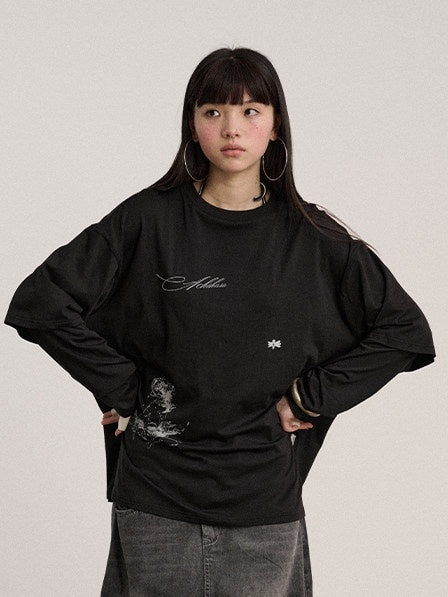 Achihara_Ballpoint_Sketch_Faux_Layered_Women'S_Cotton_Linen_Long_Sleeve_T-Shirts_MISSTT