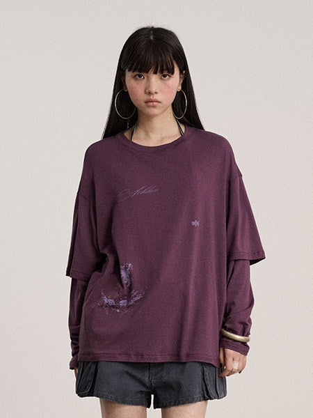 Achihara_Ballpoint_Sketch_Faux_Layered_Women'S_Cotton_Linen_Long_Sleeve_T-Shirts_MISSTT