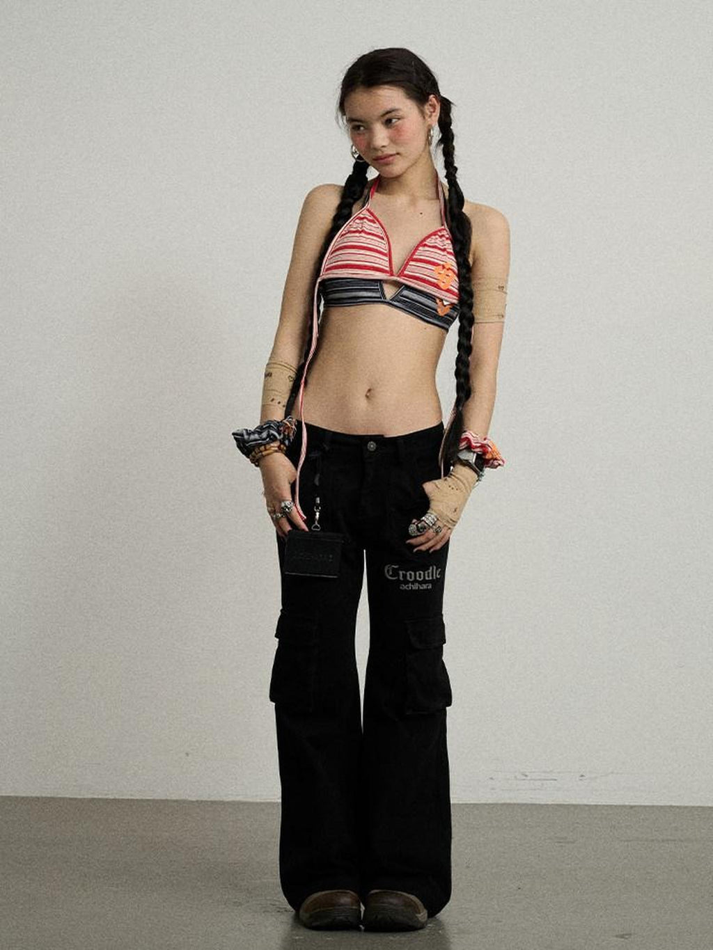 Achihara Beachside Cutout Striped Blue Grey Red Slim Fit Short Women'S Bikinis