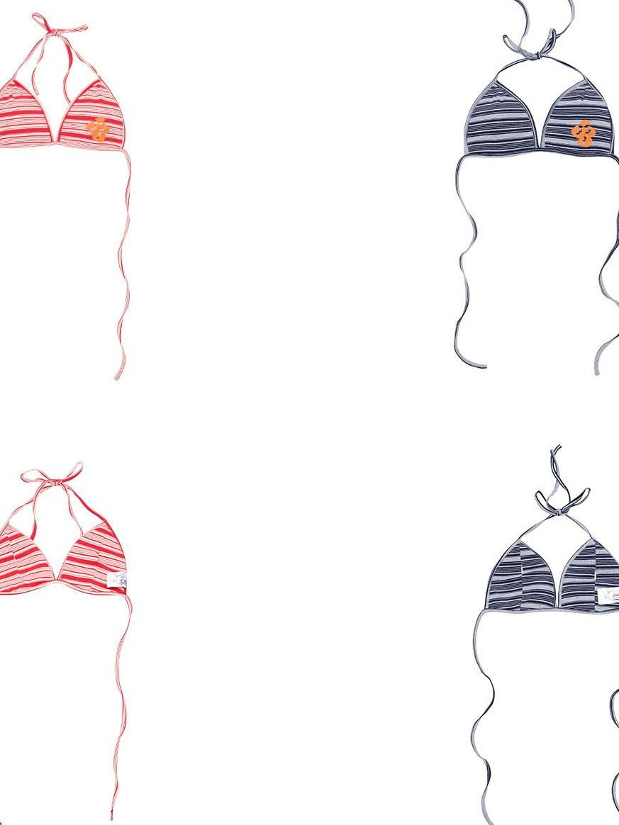 Achihara Beachside Cutout Striped Blue Grey Red Slim Fit Short Women'S Bikinis