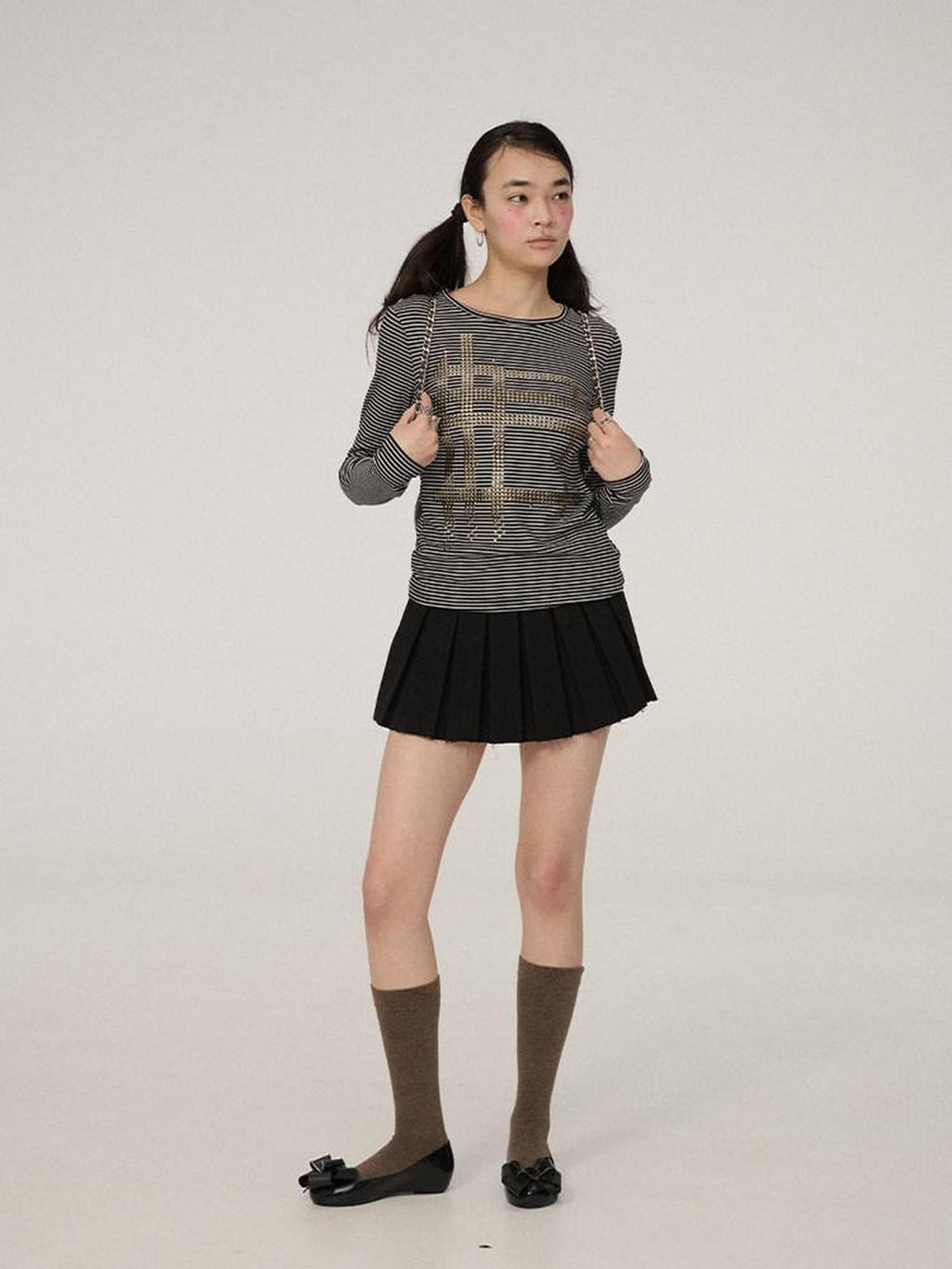 Achihara Berlin Embroidered Pleated Women'S Polyester Blend Mini Skirts