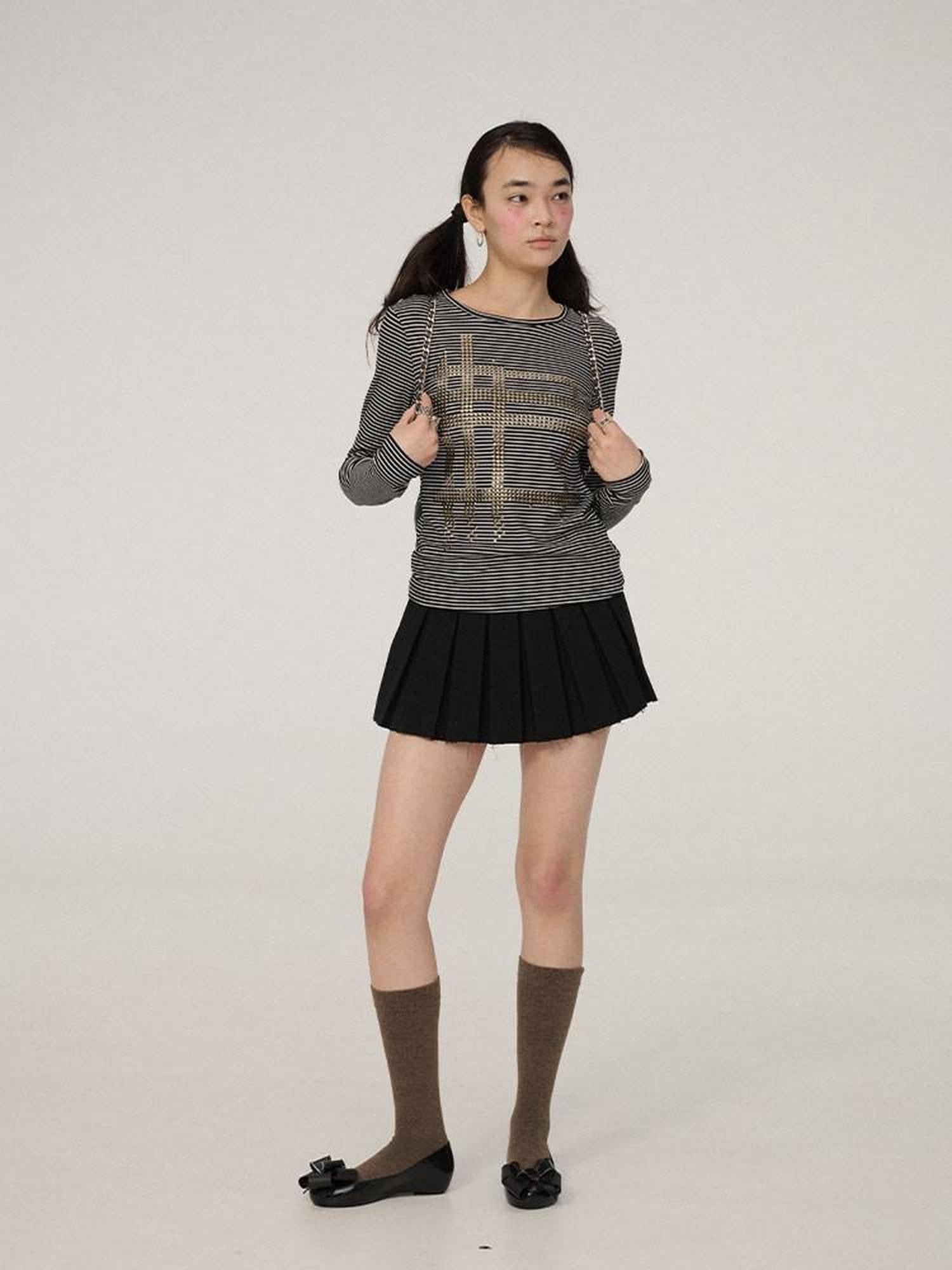 Achihara Berlin Embroidered Pleated Women'S Polyester Blend Mini Skirts
