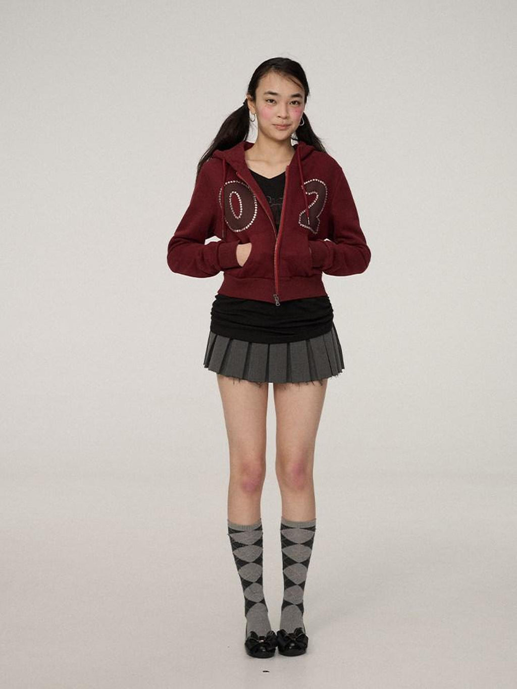 Achihara Berlin Embroidered Pleated Women'S Polyester Blend Mini Skirts