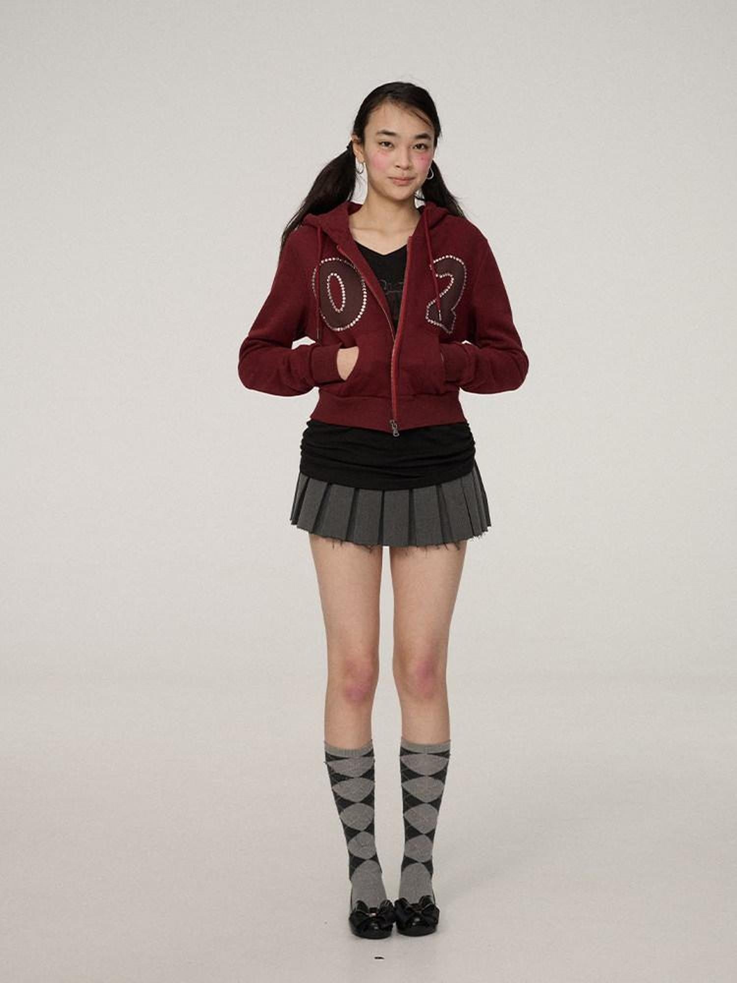 Achihara Berlin Embroidered Pleated Women'S Polyester Blend Mini Skirts