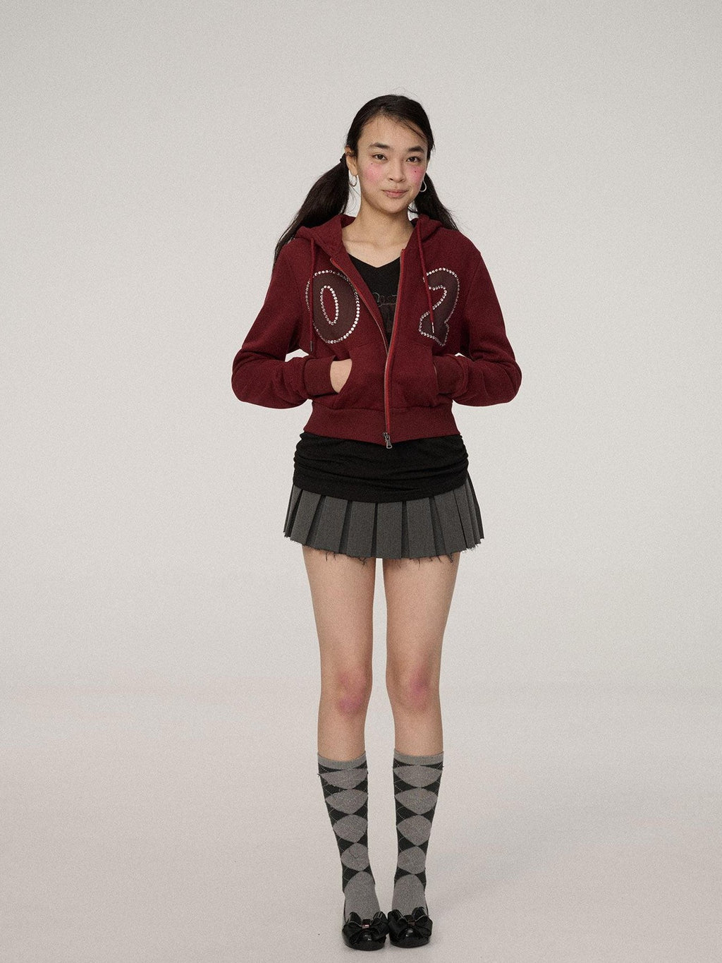 Achihara Berlin Embroidered Pleated Women'S Polyester Blend Mini Skirts