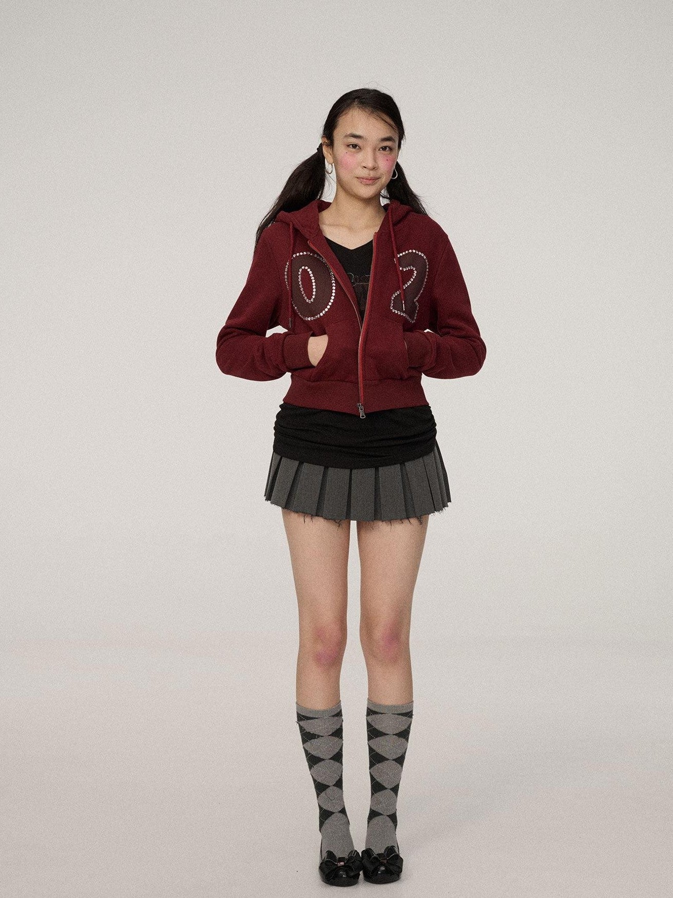 Achihara Berlin Embroidered Pleated Women'S Polyester Blend Mini Skirts