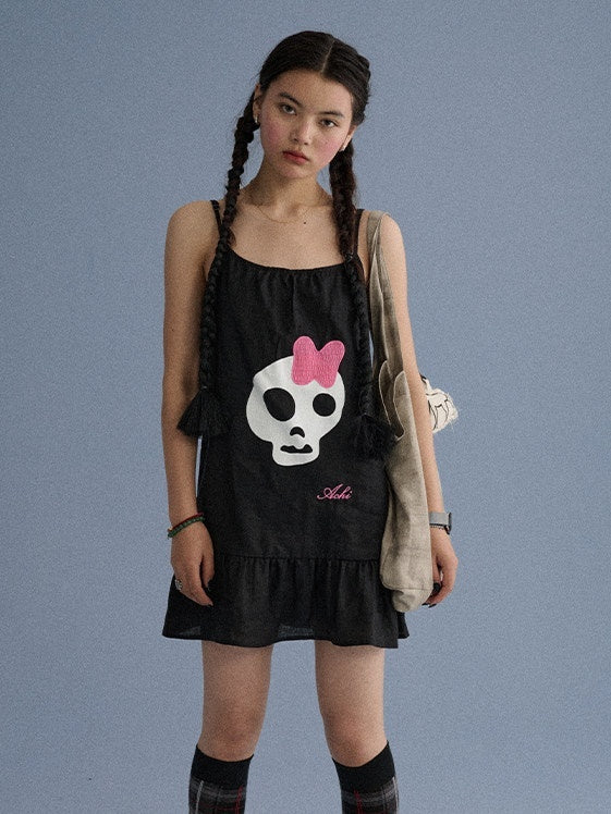Achihara_Black_A_Line_Sleeveless_Loose_Women'S_Linen_Slip_Mini_Dresses_MISSTT