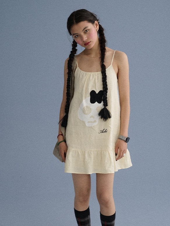 Achihara_Black_A_Line_Sleeveless_Loose_Women'S_Linen_Slip_Mini_Dresses_MISSTT