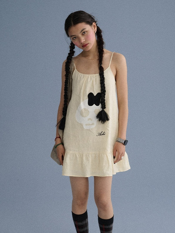 Achihara_Black_A_Line_Sleeveless_Loose_Women'S_Linen_Slip_Mini_Dresses_MISSTT