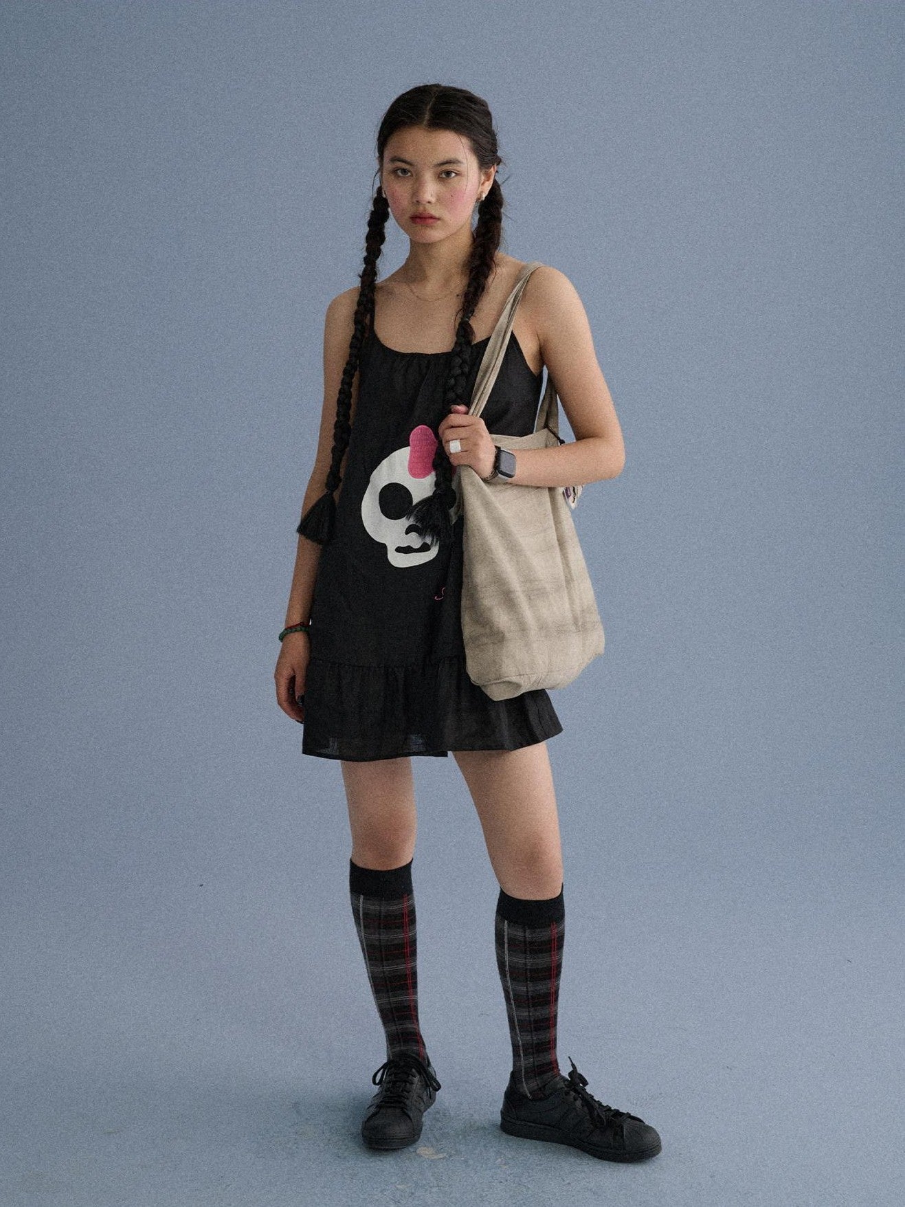 Achihara Black A Line Sleeveless Loose Women'S Linen Slip Mini Dresses
