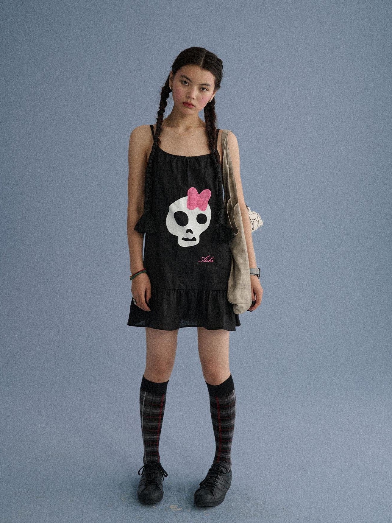 Achihara Black A Line Sleeveless Loose Women'S Linen Slip Mini Dresses