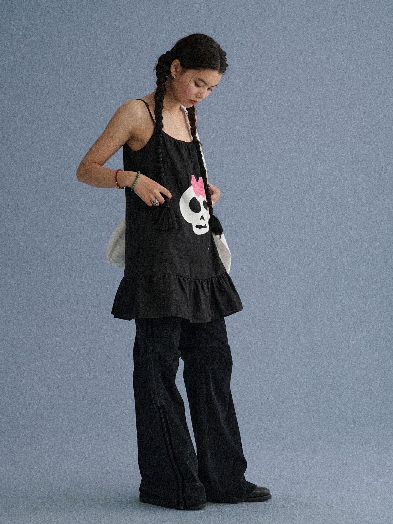 Achihara Black A Line Sleeveless Loose Women'S Linen Slip Mini Dresses