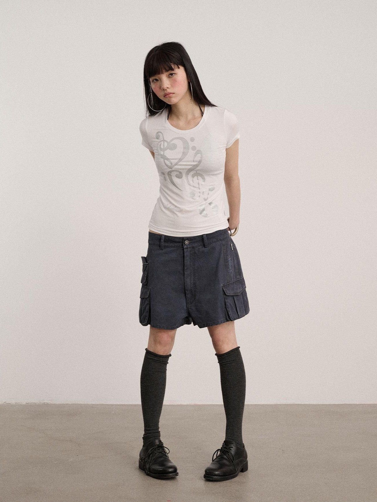 Achihara Black And White Round Neck Slim Fit Women'S Modal Short Sleeve T-Shirts