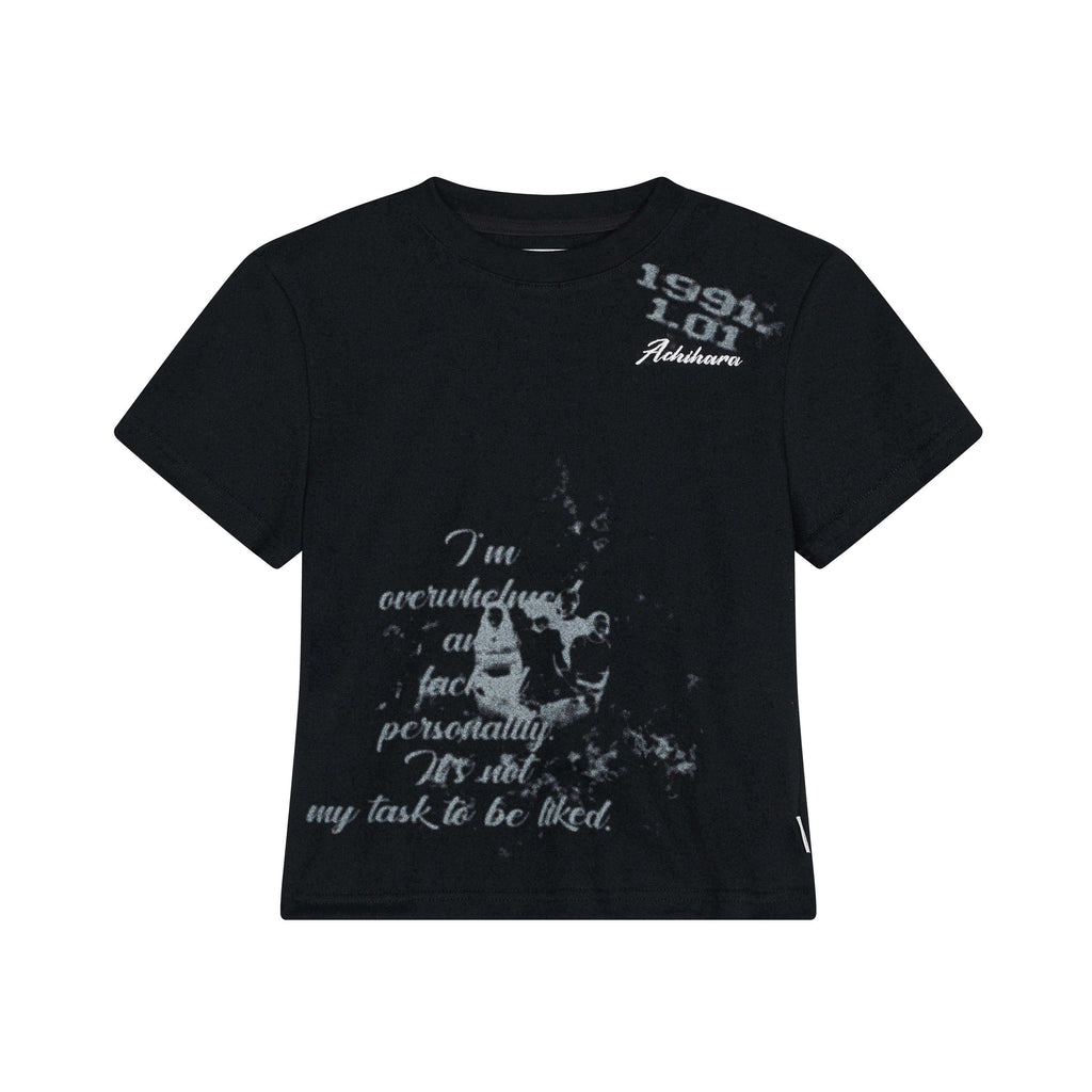Achihara_Black_Cropped_Slim_Round_Neck_Women'S_Cotton_Nylon_Short_Sleeve_T-Shirts_MISSTT