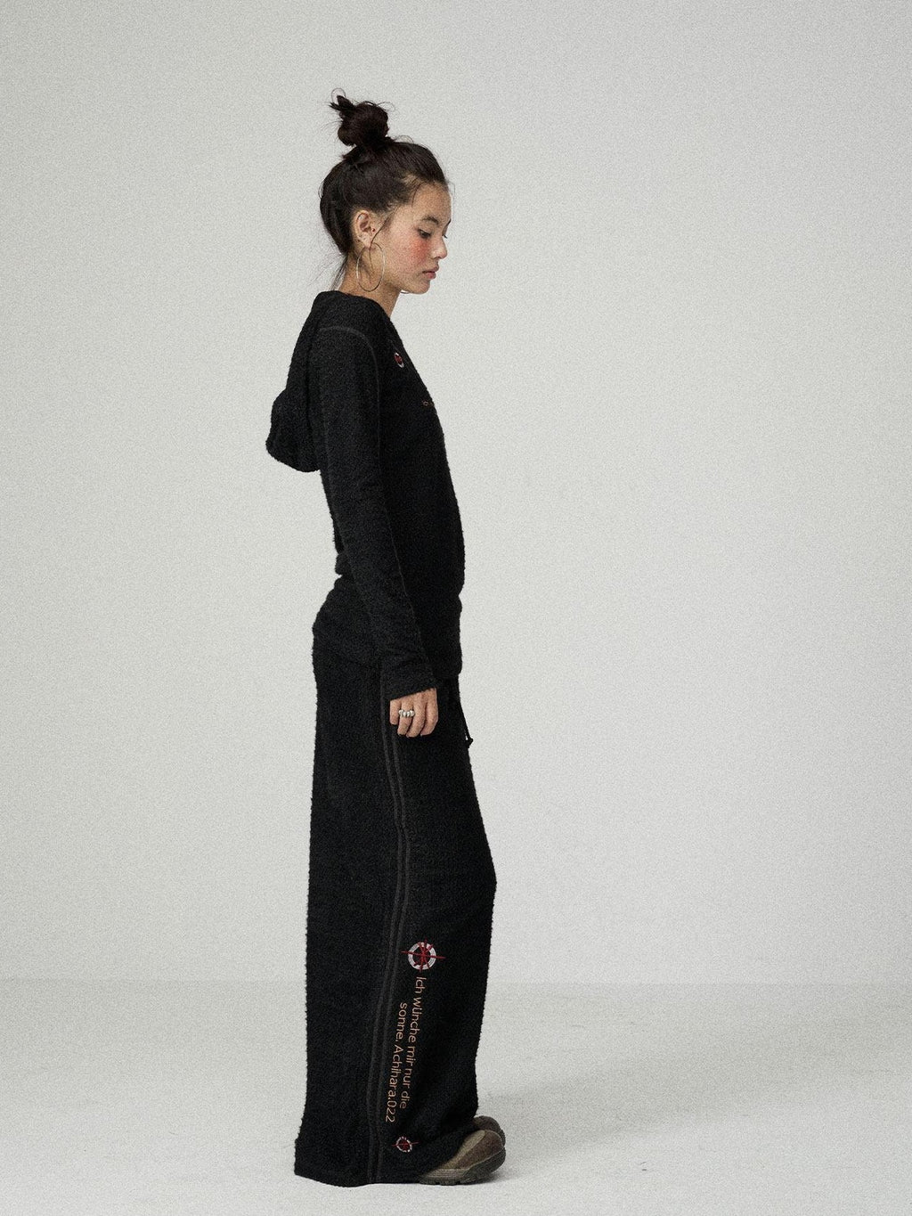 Achihara Black Embroidered A Line Mid Waist Women'S Polyester Maxi Skirts