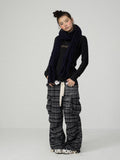 Achihara Black Letter Print Slim Fit Women'S Cotton Linen Long Sleeve T-Shirts