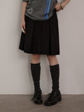 Achihara_Black_Low_Waist_Pleated_A_Line_Women'S_Polyester_Blend_Mini_Skirts_MISSTT