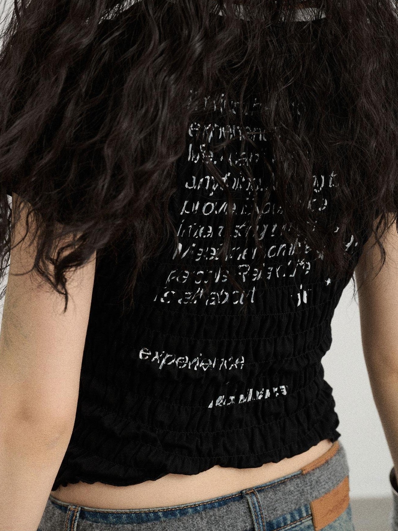 Achihara Black White Ruched Stretch V-neck Cropped Women'S Cotton Short Sleeve T-Shirts
