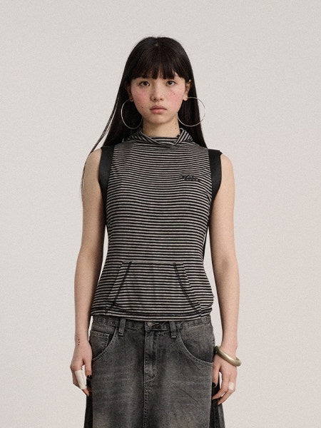 Achihara_Black_White_Striped_Mock_Neck_Strappy_Cropped_Women'S_Stretch_Cotton_Tank_Tops_MISSTT