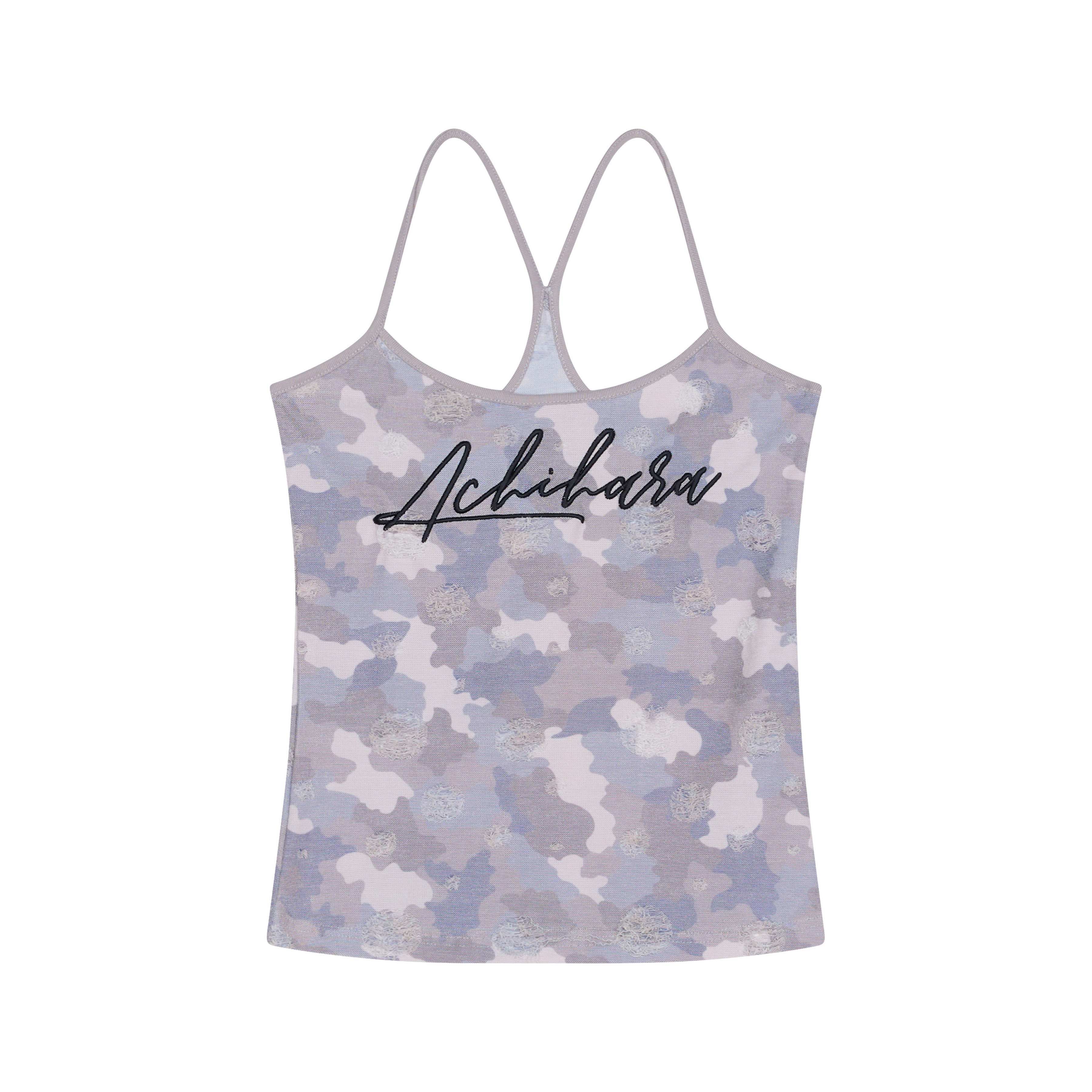 Achihara_Blueberry_Camo_Letter_Print_Fitted_Women'S_Poly_Cotton_Camisoles_MISSTT