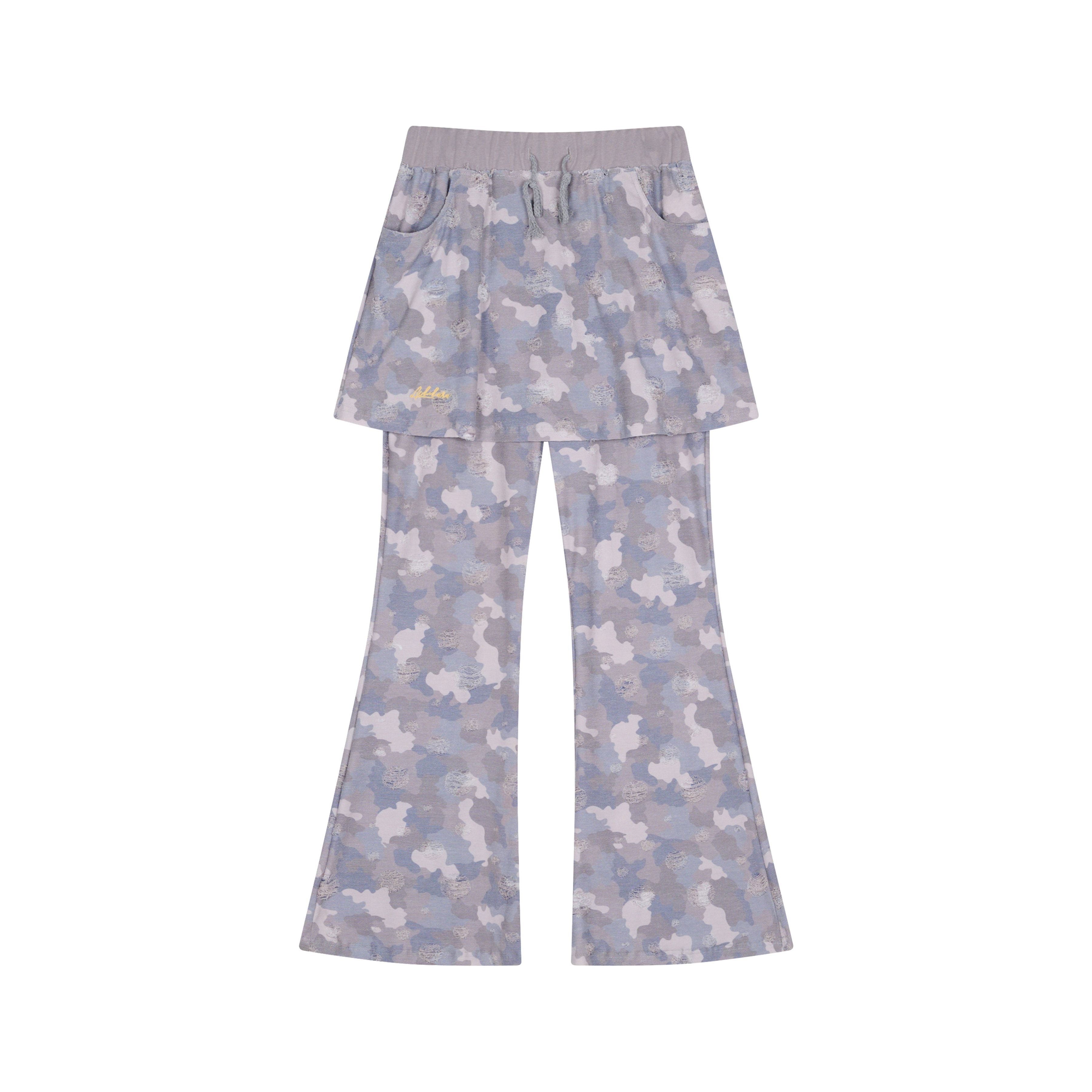 Achihara_Blueberry_Camo_Skirt_Drawstring_Women'S_Poly_Cotton_Flare_Pants_MISSTT