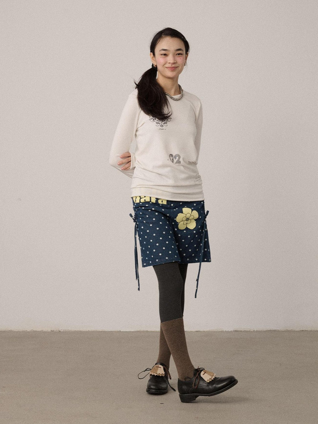 Achihara Blueberry Embroidered Polka Dot A Line Women'S Denim Mini Skirts