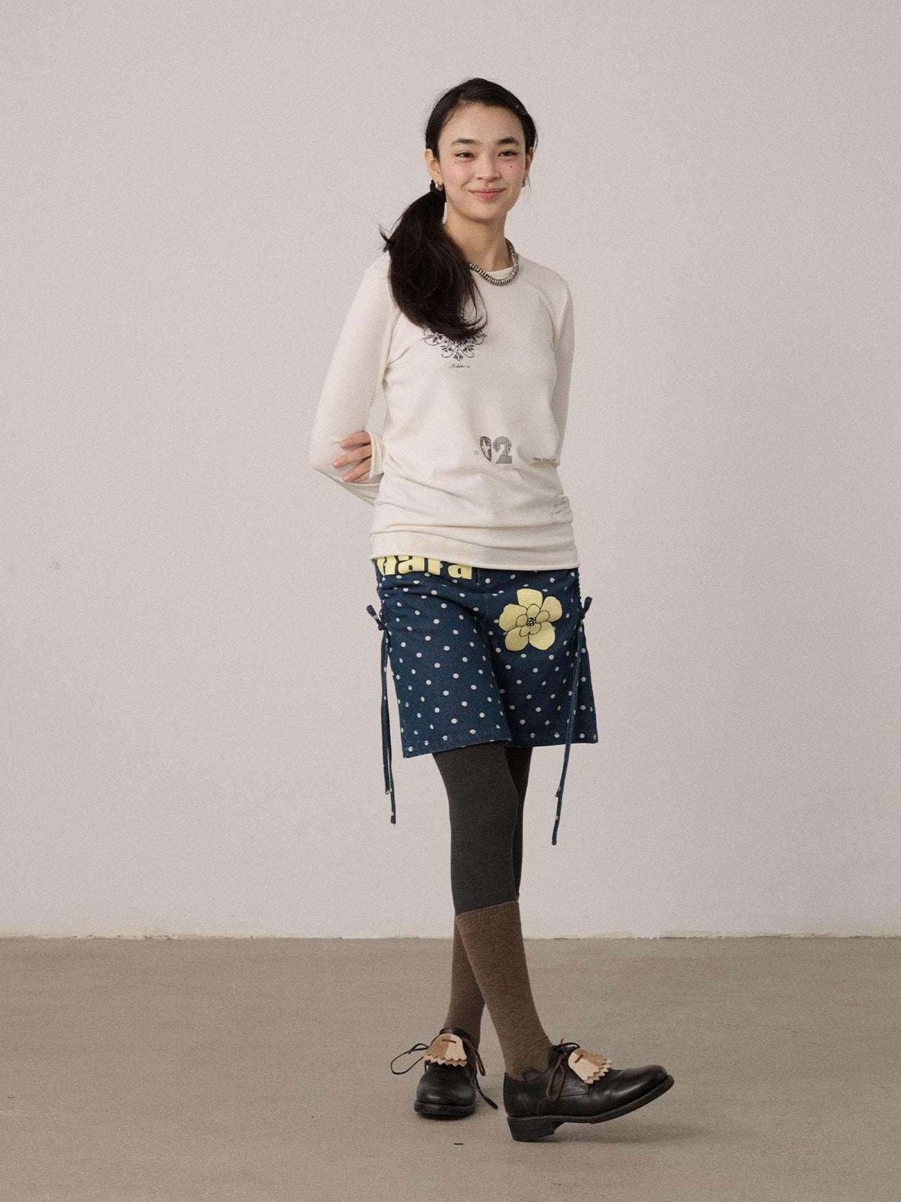 Achihara Blueberry Embroidered Polka Dot A Line Women'S Denim Mini Skirts