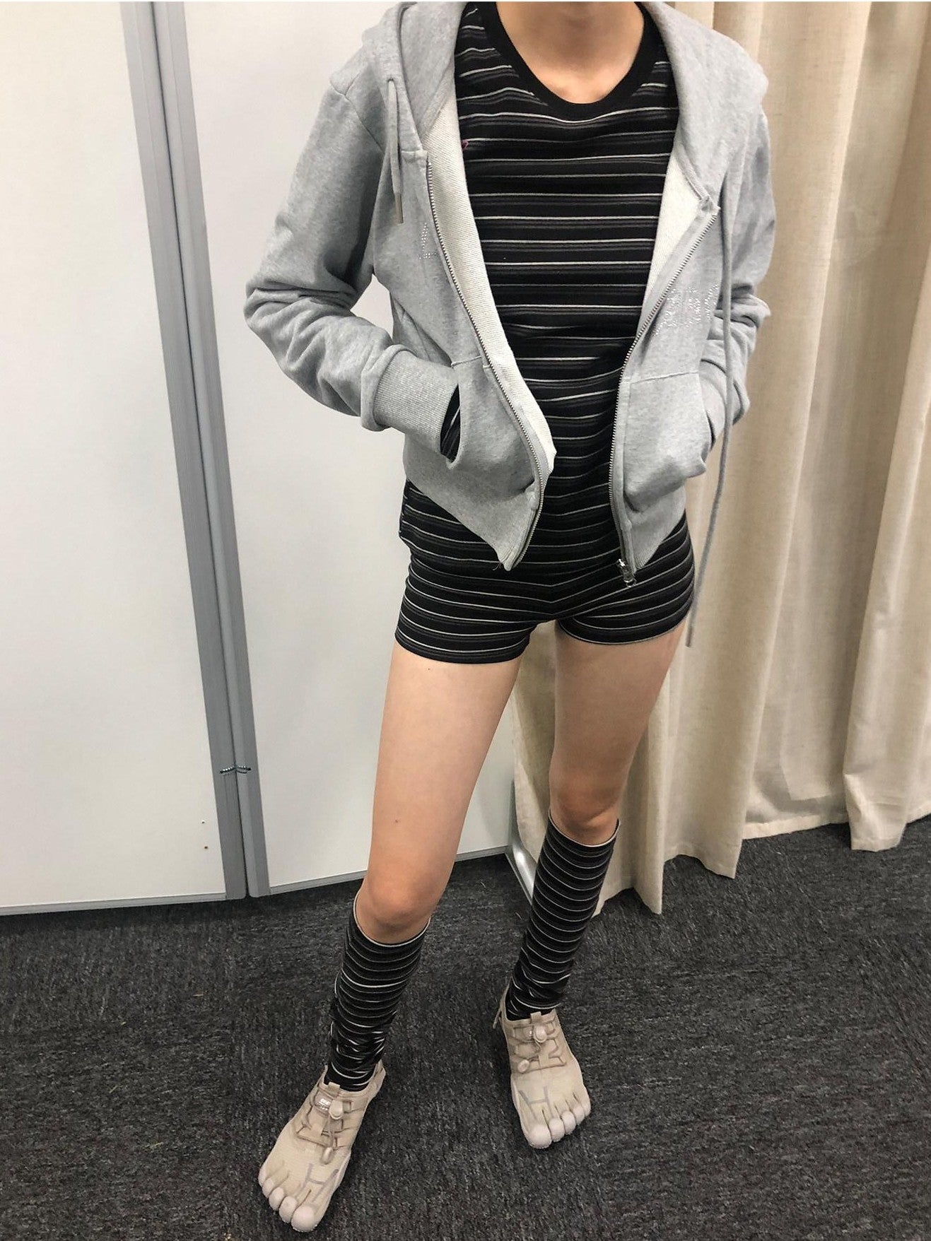 Achihara Brownie Black Striped Anti Exposure Loose Women'S Sweat Shorts