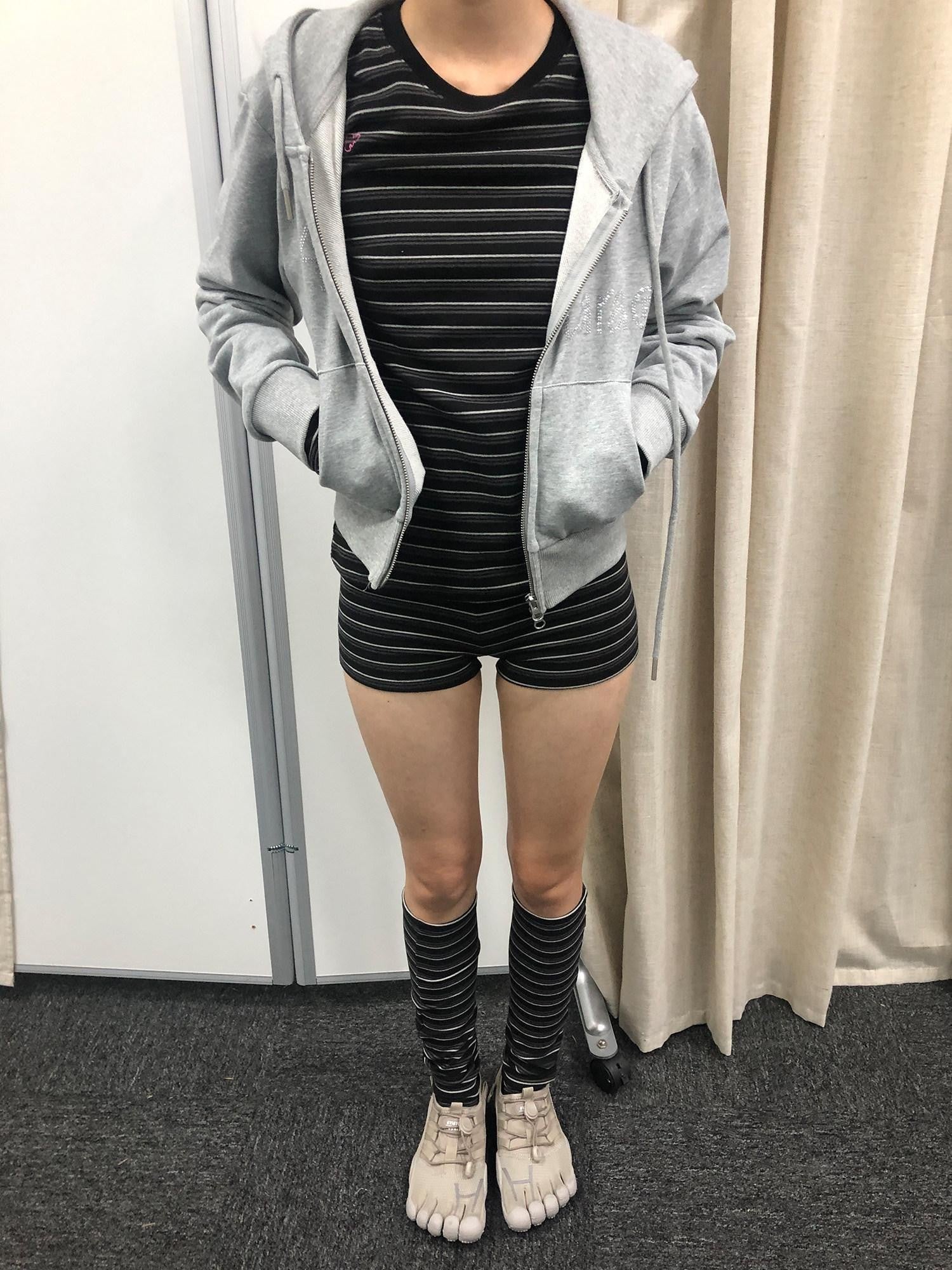 Achihara Brownie Black Striped Anti Exposure Loose Women'S Sweat Shorts
