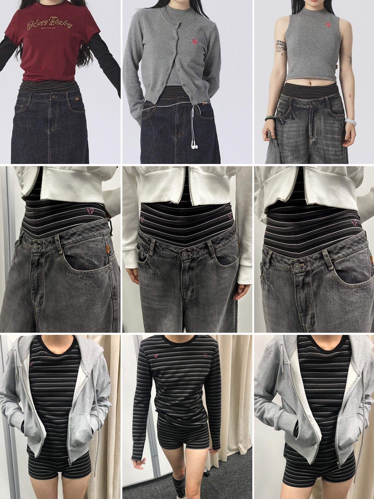 Achihara Brownie Black Striped Anti Exposure Loose Women'S Sweat Shorts