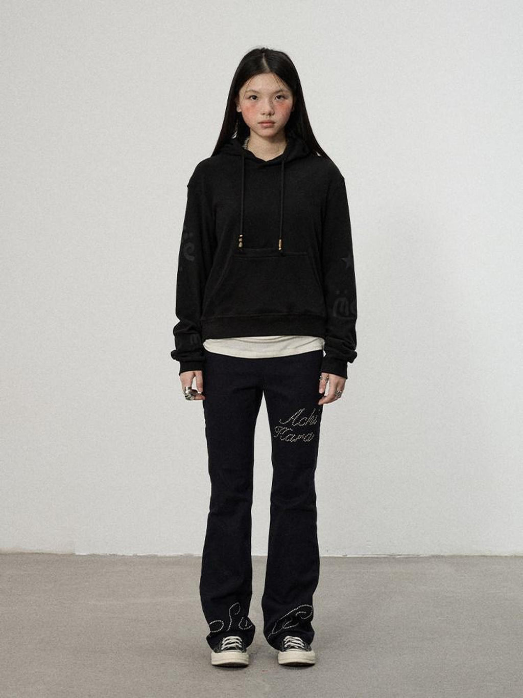 Achihara Brushed Hooded Scaredy Cat Print Women'S Polyester Blend Hoodies