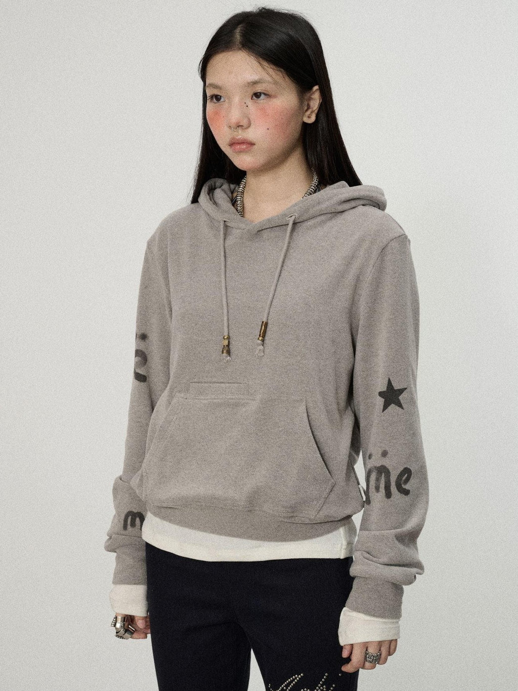 Achihara Brushed Hooded Scaredy Cat Print Women'S Polyester Blend Hoodies