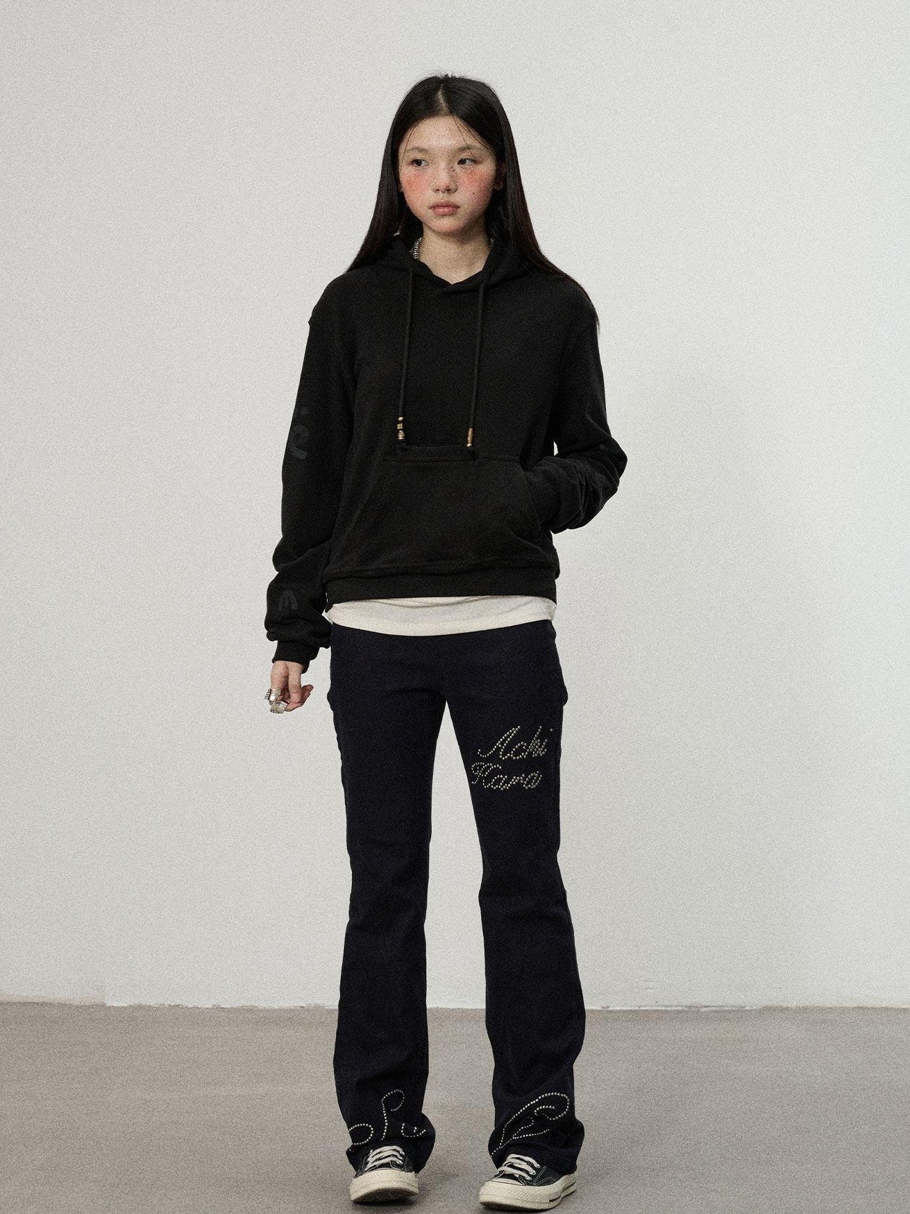 Achihara Brushed Hooded Scaredy Cat Print Women'S Polyester Blend Hoodies