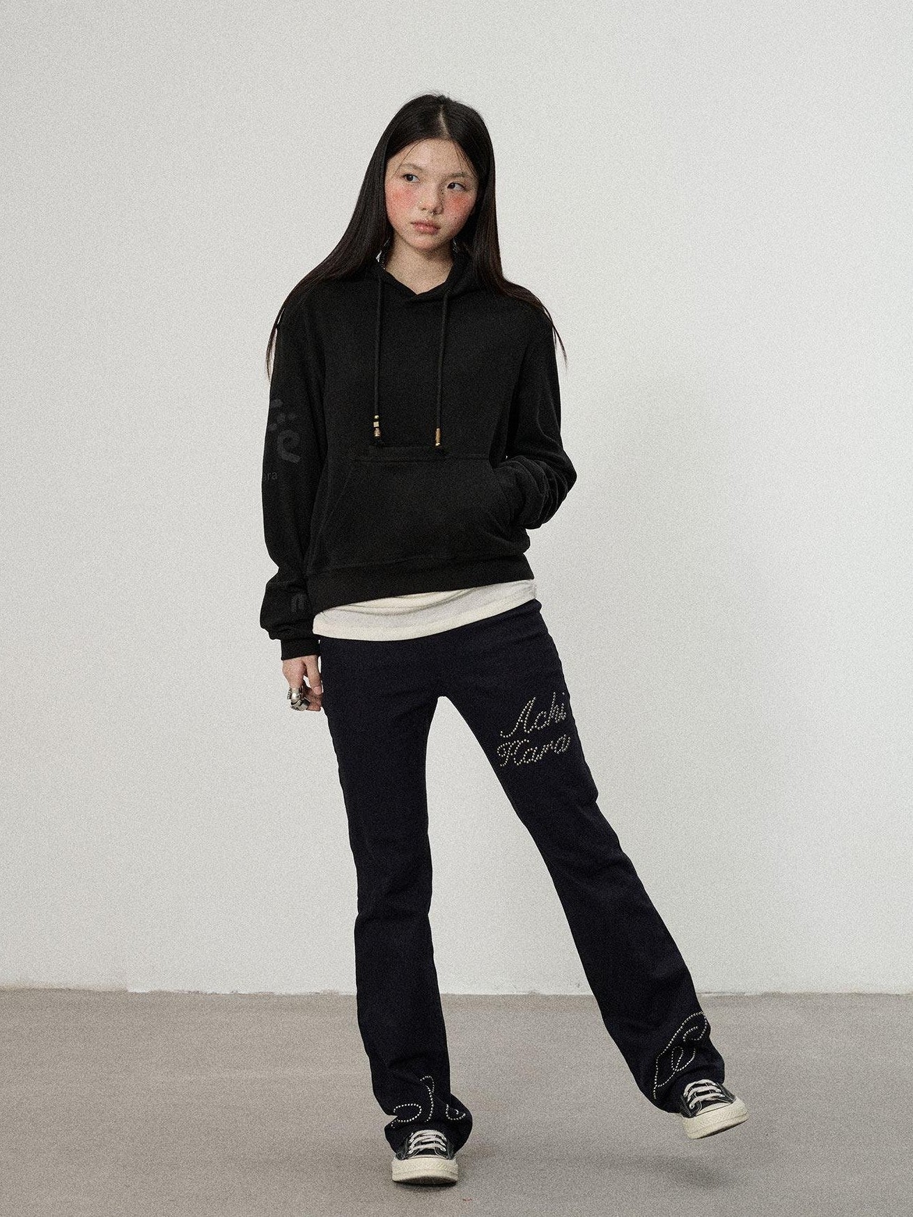 Achihara Brushed Hooded Scaredy Cat Print Women'S Polyester Blend Hoodies