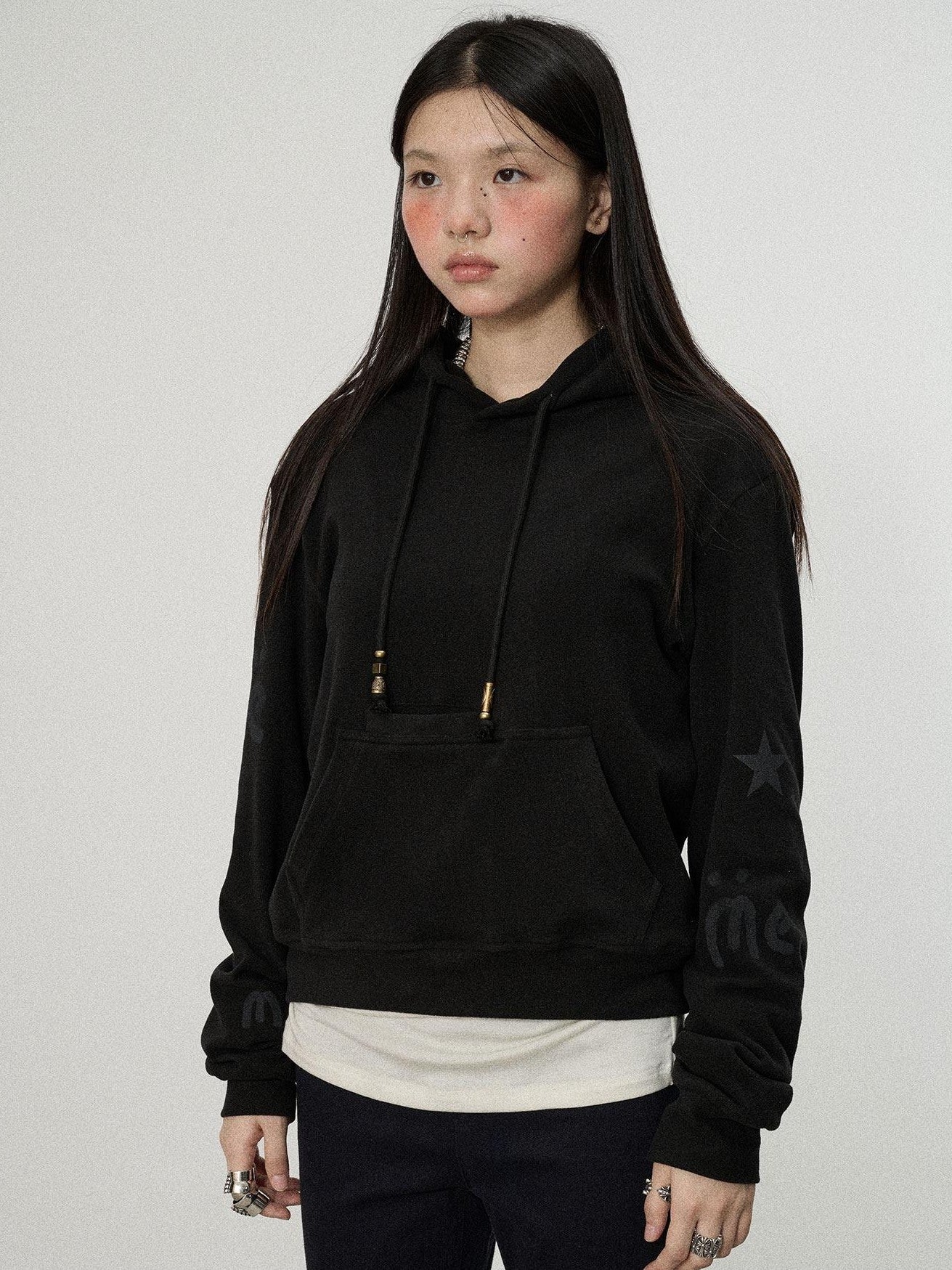 Achihara Brushed Hooded Scaredy Cat Print Women'S Polyester Blend Hoodies