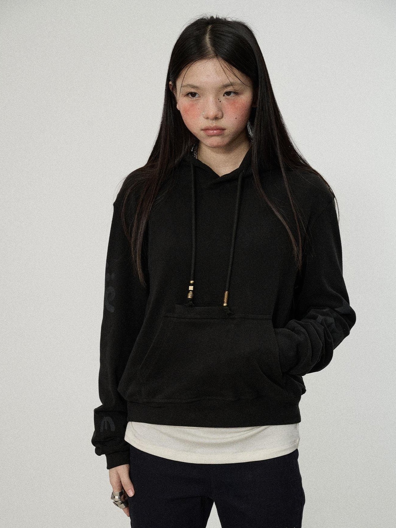 Achihara Brushed Hooded Scaredy Cat Print Women'S Polyester Blend Hoodies