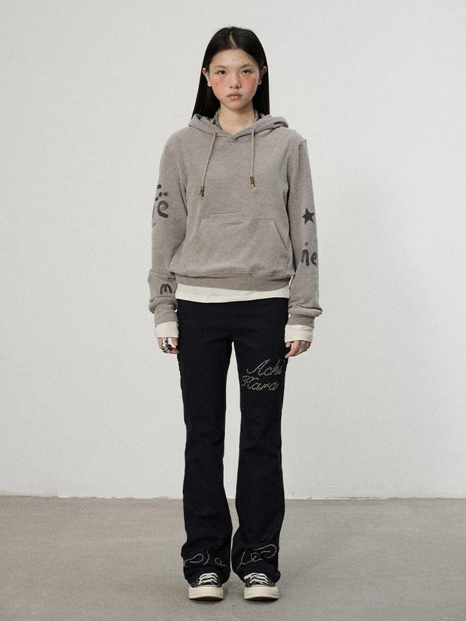 Achihara Brushed Hooded Scaredy Cat Print Women'S Polyester Blend Hoodies