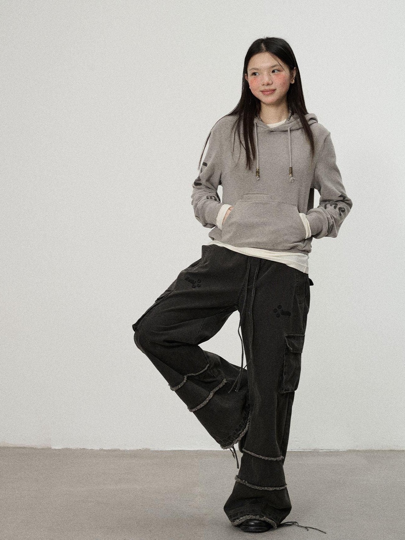 Achihara Brushed Hooded Scaredy Cat Print Women'S Polyester Blend Hoodies