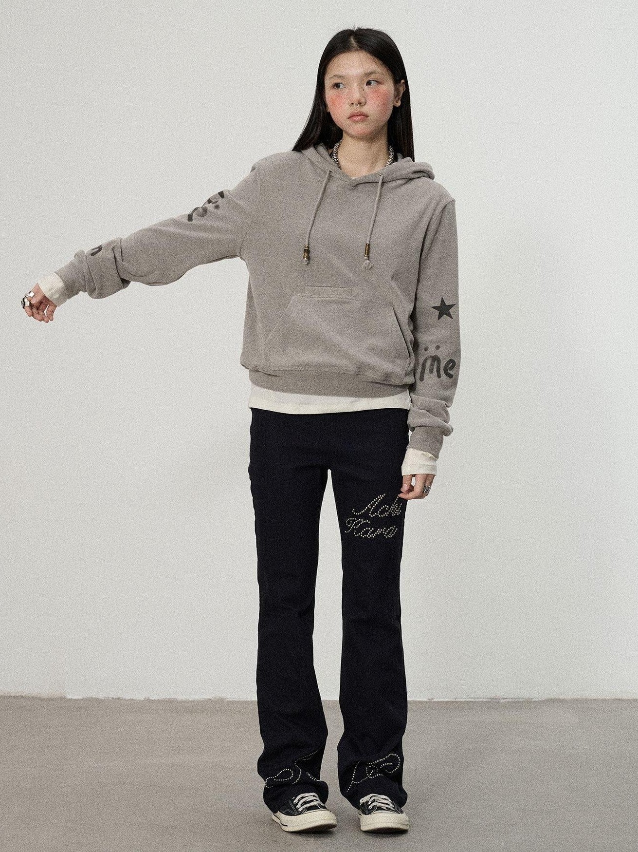 Achihara Brushed Hooded Scaredy Cat Print Women'S Polyester Blend Hoodies