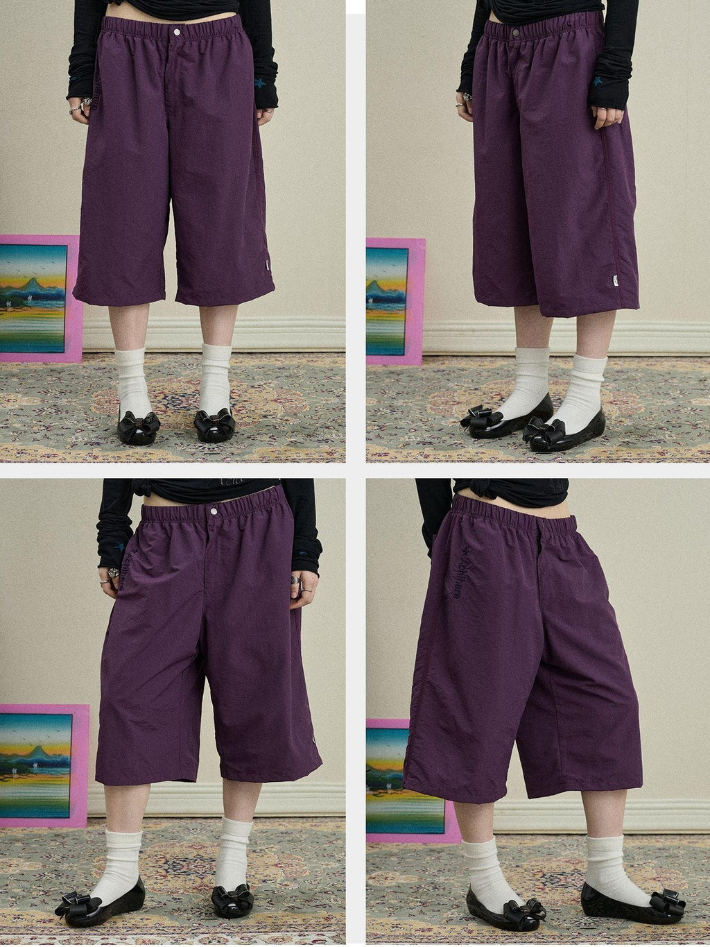 Achihara Bubble Cone Pockets Relaxed Straight Women'S Nylon Capri Pants