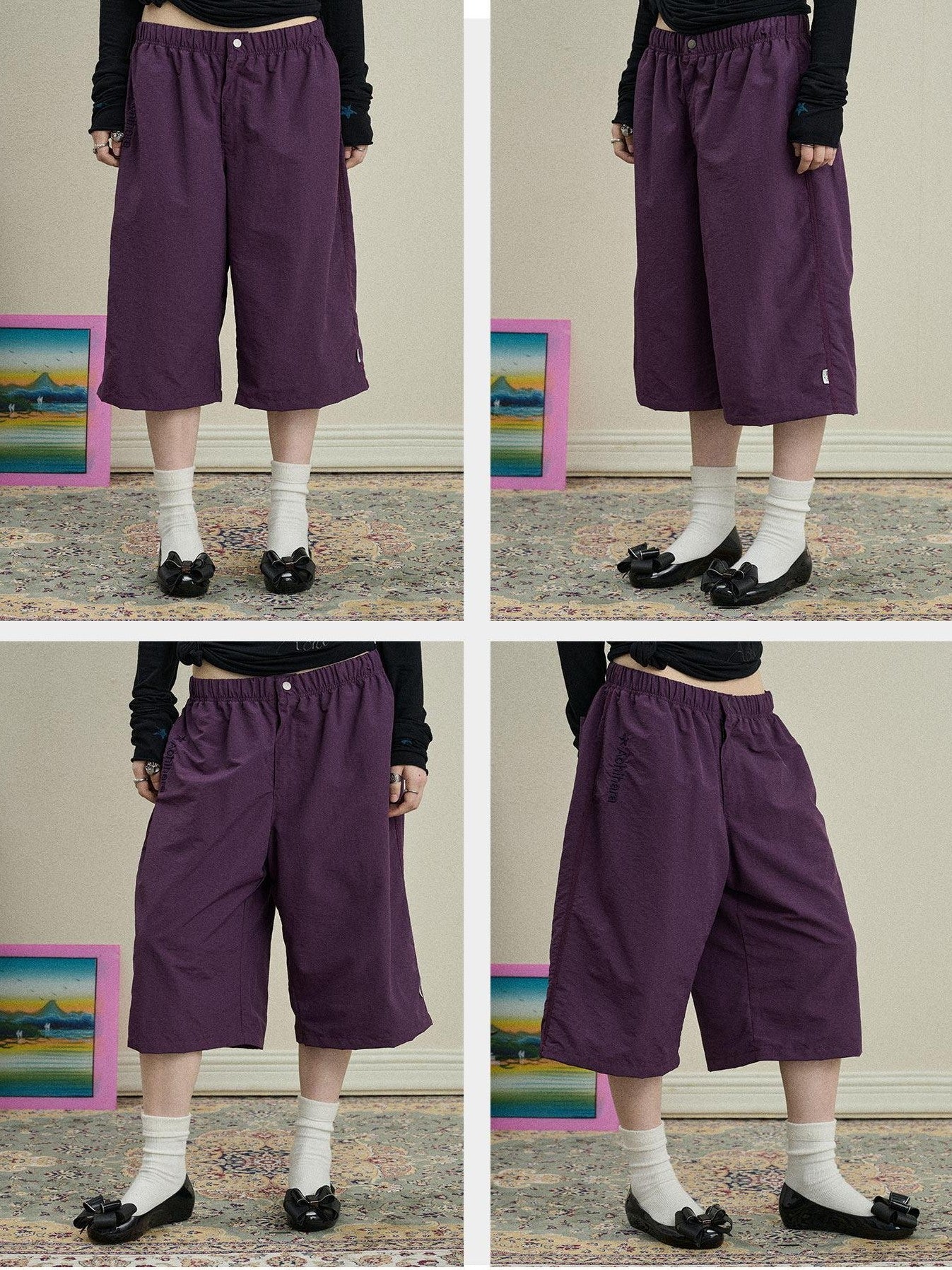 Achihara Bubble Cone Pockets Relaxed Straight Women'S Nylon Capri Pants