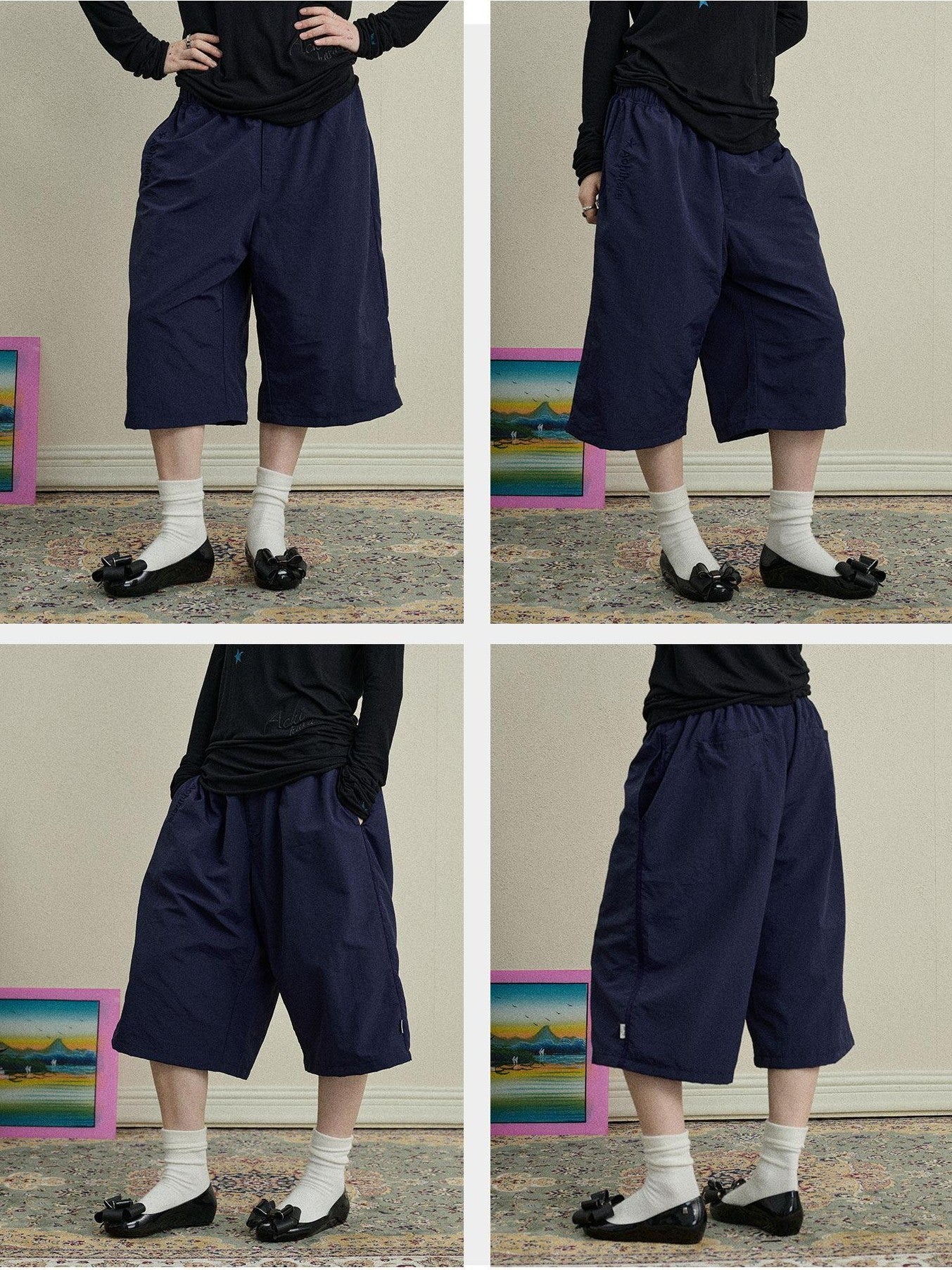 Achihara Bubble Cone Pockets Relaxed Straight Women'S Nylon Capri Pants