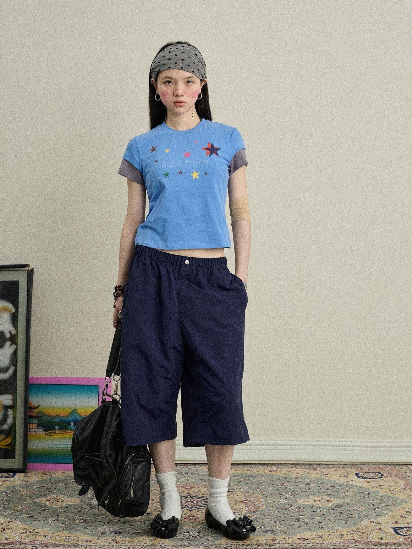 Achihara Bubble Cone Pockets Relaxed Straight Women'S Nylon Capri Pants