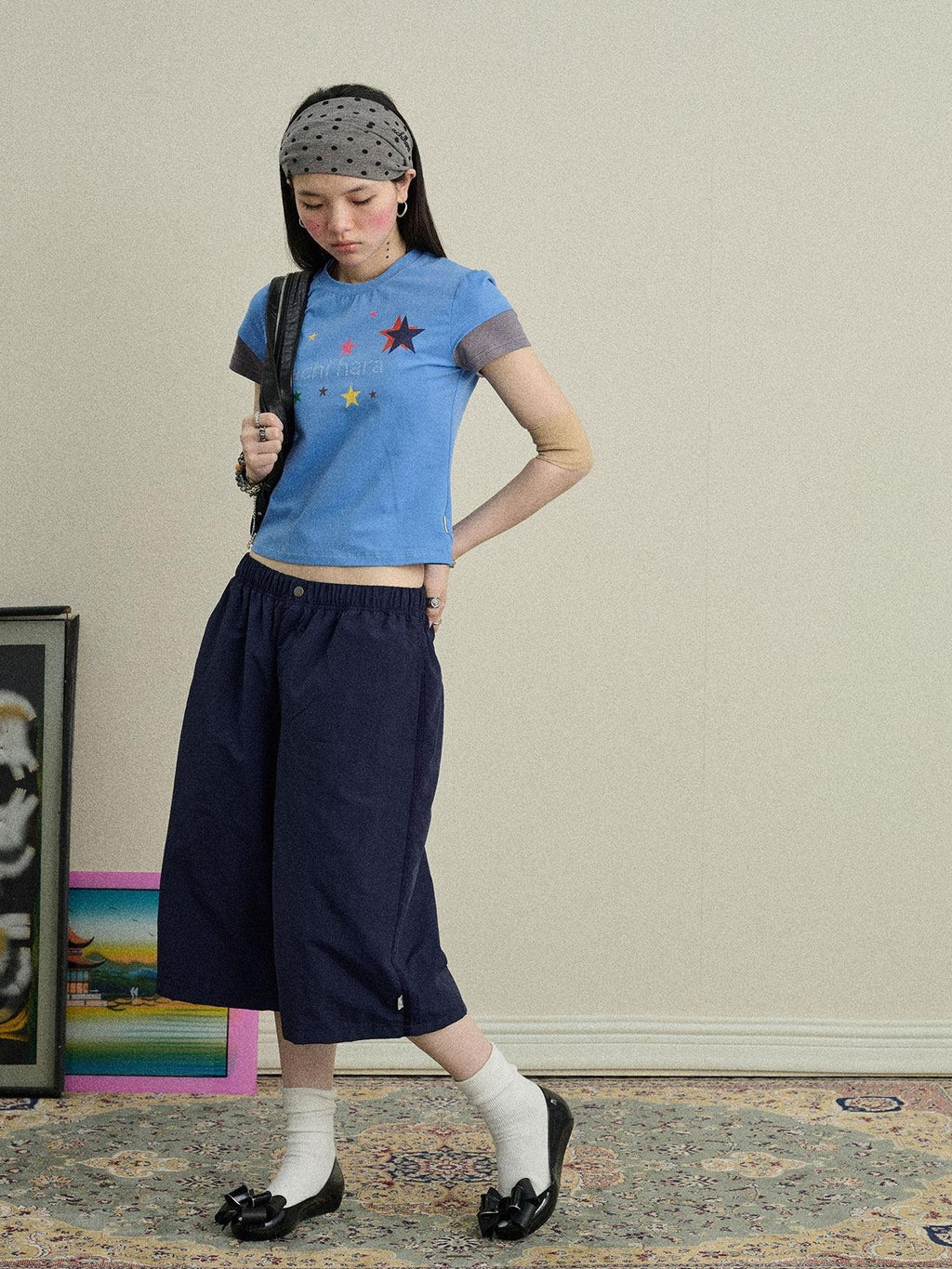 Achihara Bubble Cone Pockets Relaxed Straight Women'S Nylon Capri Pants