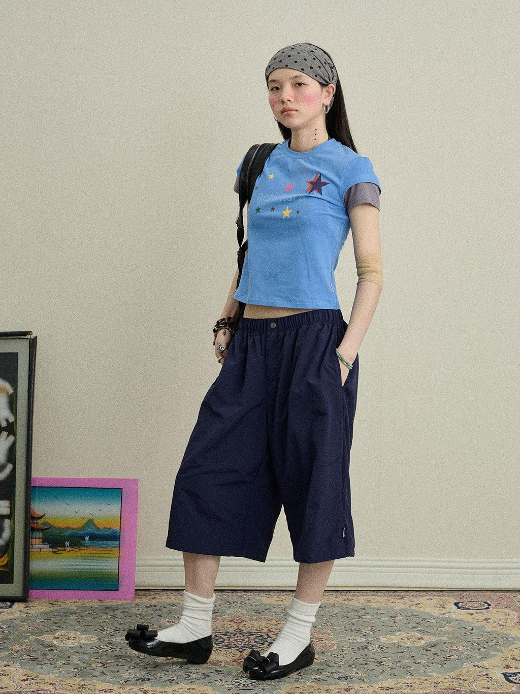 Achihara Bubble Cone Pockets Relaxed Straight Women'S Nylon Capri Pants