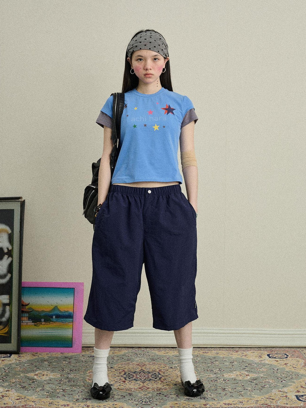 Achihara Bubble Cone Pockets Relaxed Straight Women'S Nylon Capri Pants